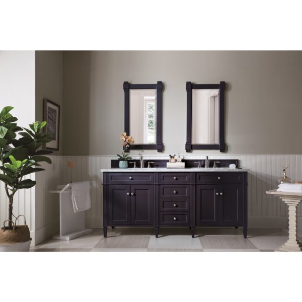 Brittany 72" Double Vanity in Victory Blue with Carrara Marble Top