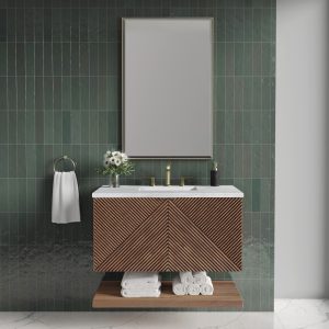 Marcello 36" Single Vanity in Chestnut with Arctic Fall Top
