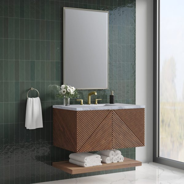 Marcello 36" Single Vanity in Chestnut with Carrara Marble Top