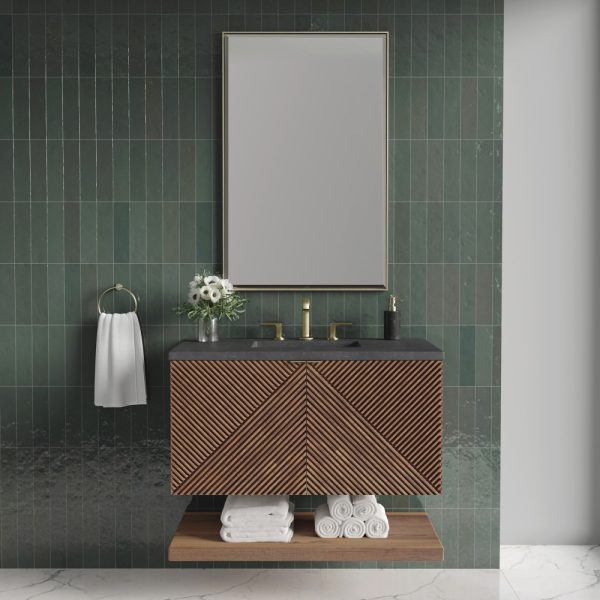 Marcello 36" Single Vanity in Chestnut with Charcoal Soapstone Top
