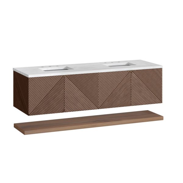 Marcello 72" Single Vanity in Chestnut with Arctic Fall Top