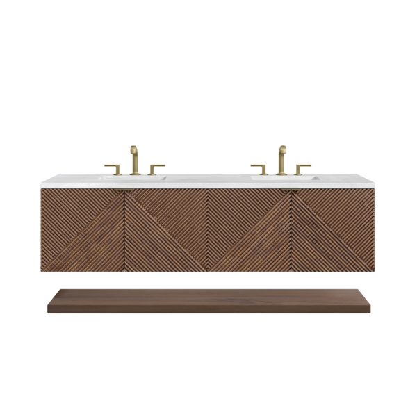 Marcello 72" Single Vanity in Chestnut with Arctic Fall Top