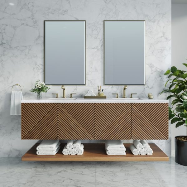 Marcello 72" Single Vanity in Chestnut with Arctic Fall Top