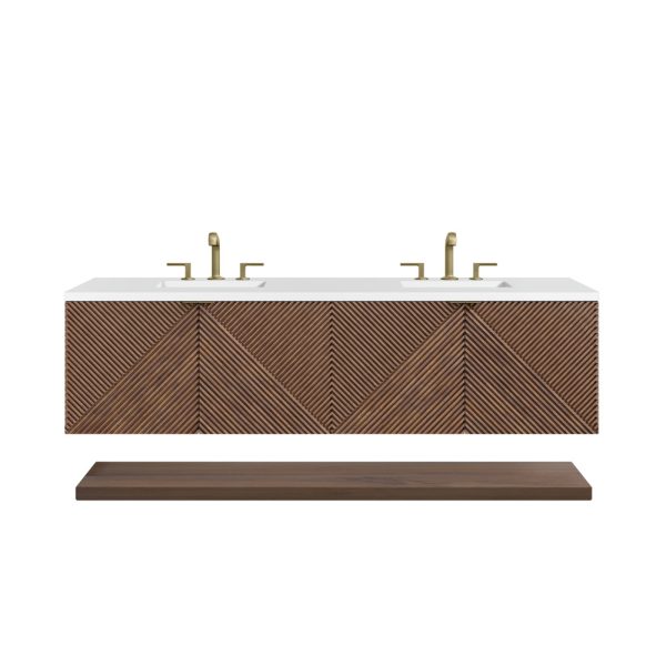 Marcello 72" Single Vanity in Chestnut with White Zeus Top
