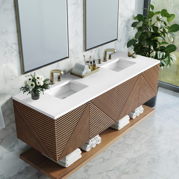 Marcello 72" Single Vanity in Chestnut with White Zeus Top