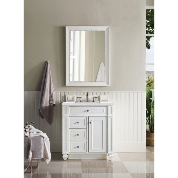 Bristol 30" Single Vanity, Bright White w/ 3 CM Arctic Fall Solid Surface Top