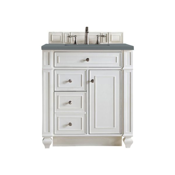 Bristol 30" Single Vanity, Bright White w/ 3 CM Cala Blue Quartz Top
