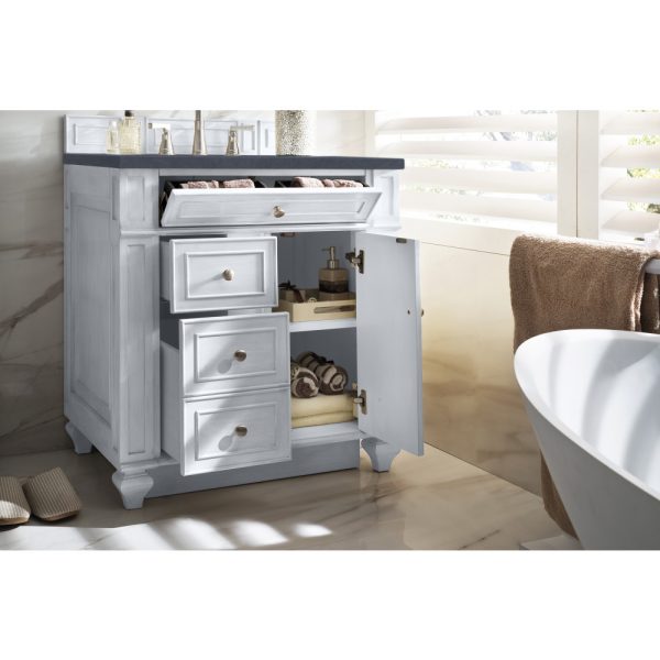 Bristol 30" Single Vanity, Bright White w/ 3 CM Charcoal Soapstone Quartz Top
