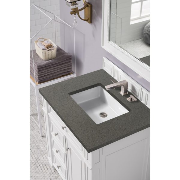 Bristol 30" Single Vanity, Bright White w/ 3 CM Grey Expo Quartz Top