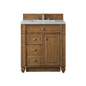 Bristol 30" Single Vanity in Saddle Brown with Arctic Fall Solid Surface Top