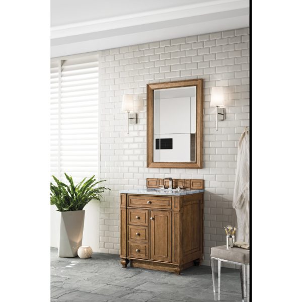 Bristol 30" Single Vanity in Saddle Brown with Arctic Fall Solid Surface Top