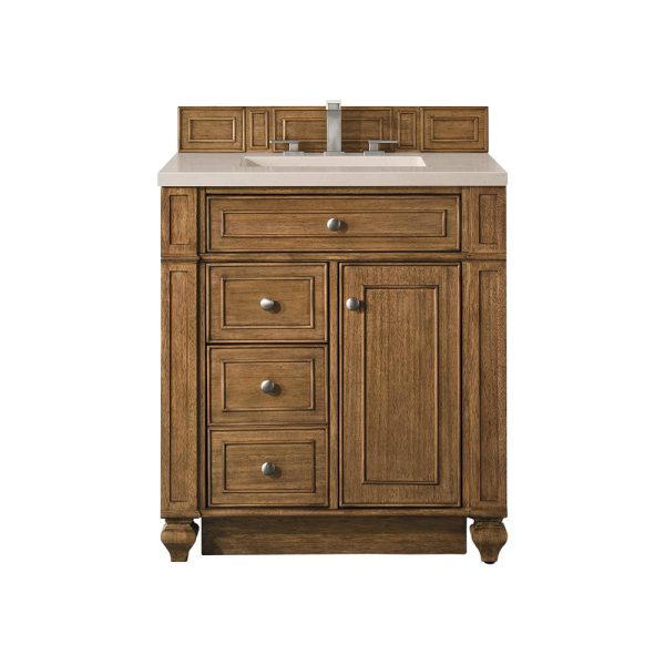 Bristol 30" Single Vanity in Saddle Brown with Eternal Marfil Quartz Top