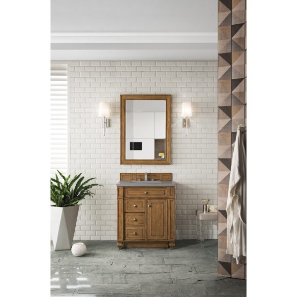 Bristol 30" Single Vanity in Saddle Brown with Grey Expo Quartz Top