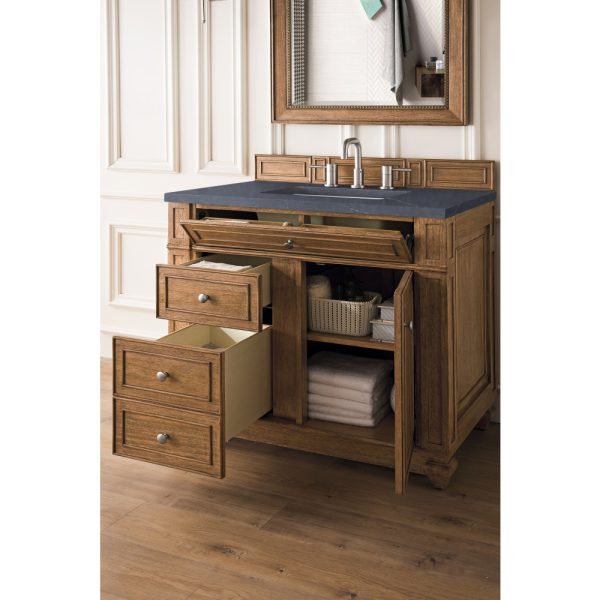 Bristol 36" Single Vanity in Saddle Brown with Charcoal Soapstone Quartz Top
