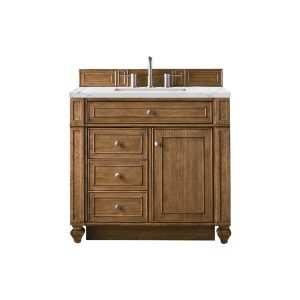 Bristol 36" Single Vanity in Saddle Brown with Ethereal Noctis Quartz Top