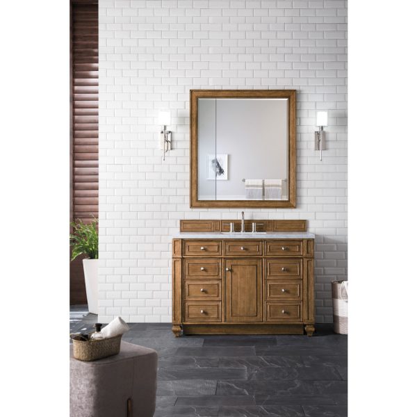 Bristol 48" Single Vanity in Saddle Brown with Arctic Fall Solid Surface Top
