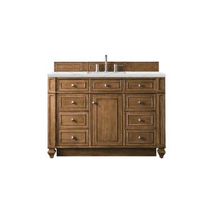 Bristol 48" Single Vanity in Saddle Brown with Ethereal Noctis Quartz Top