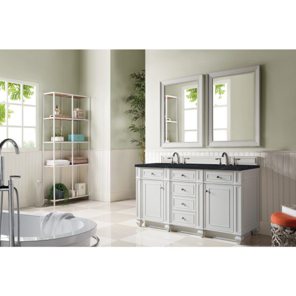 Bristol 60" Double Vanity in Bright White with Charcoal Soapstone Quartz Top