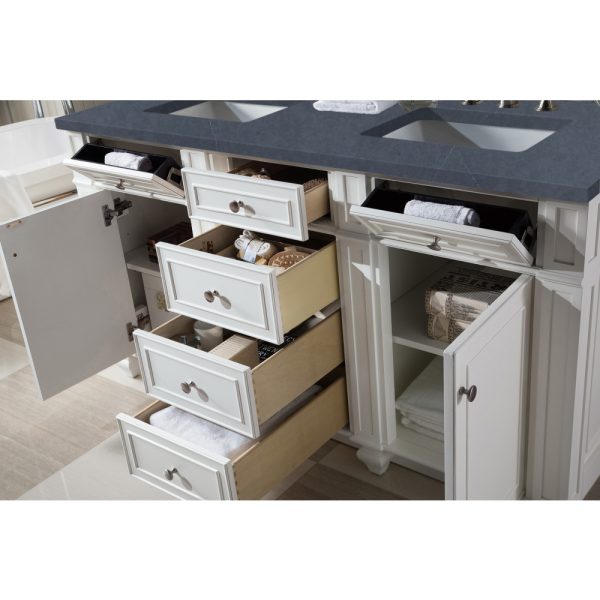 Bristol 60" Double Vanity in Bright White with Charcoal Soapstone Quartz Top