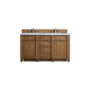 Bristol 60" Double Vanity in Saddle Brown with Arctic Fall Solid Surface Top