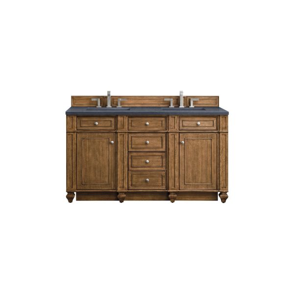 Bristol 60" Double Vanity in Saddle Brown with Charcoal Soapstone Quartz Top