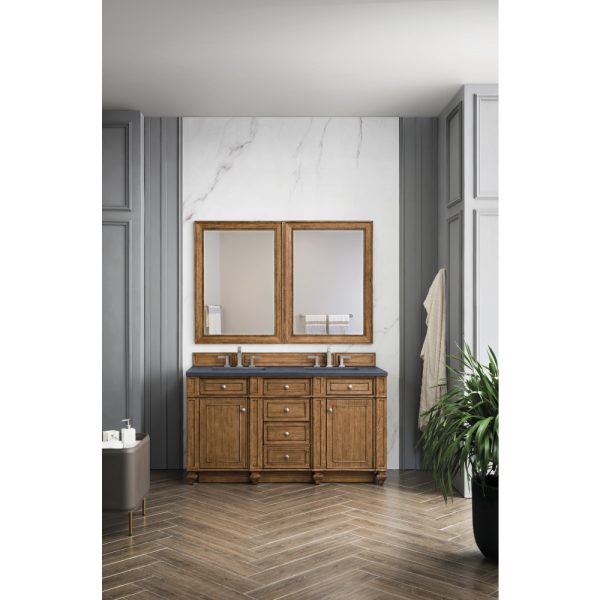 Bristol 60" Double Vanity in Saddle Brown with Charcoal Soapstone Quartz Top