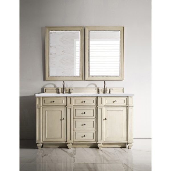 Bristol 60" Double Vanity in Vintage Vanilla with Arctic Fall Solid Surface Top