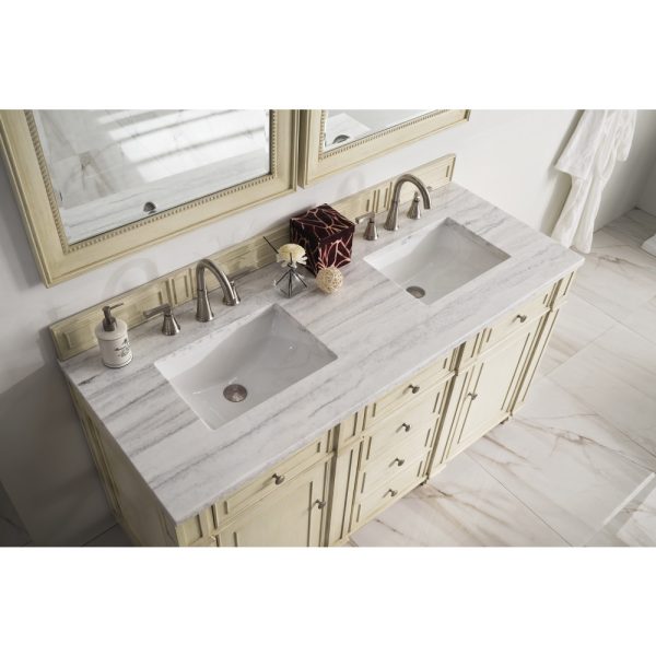 Bristol 60" Double Vanity in Vintage Vanilla with Arctic Fall Solid Surface Top