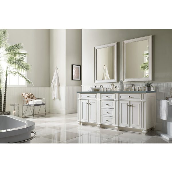 Bristol 72" Double Vanity in Bright White with Cala Blue Quartz Top