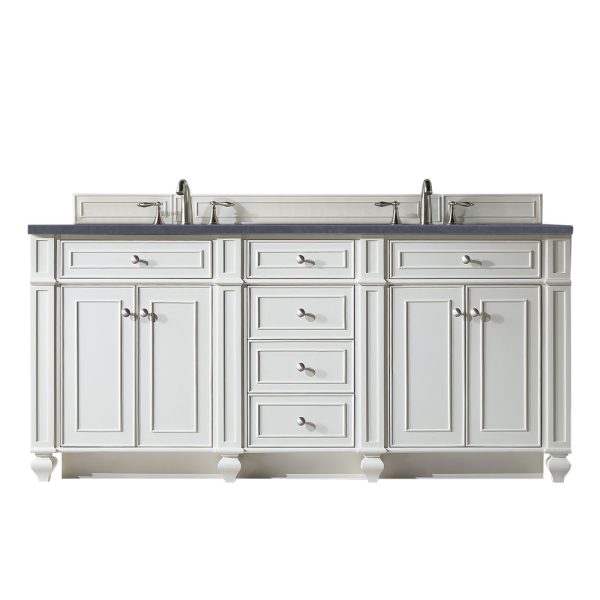 Bristol 72" Double Vanity in Bright White with Charcoal Soapstone Quartz Top