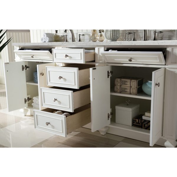 Bristol 72" Double Vanity in Bright White with Eternal Jasmine Pearl Quartz Top