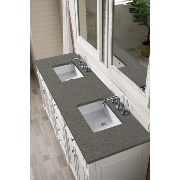 Bristol 72" Double Vanity in Bright White with Grey Expo Quartz Top