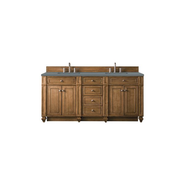Bristol 72" Double Vanity in Saddle Brown with Cala Blue Quartz Top