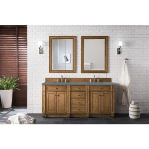 Bristol 72" Double Vanity in Saddle Brown with Cala Blue Quartz Top