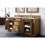 Bristol 72" Double Vanity in Saddle Brown with Eternal Jasmine Pearl Quartz Top