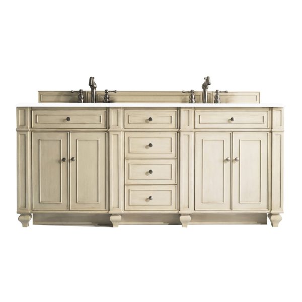 Bristol 72" Double Vanity in Vintage Vanilla with White Zeus Quartz Top