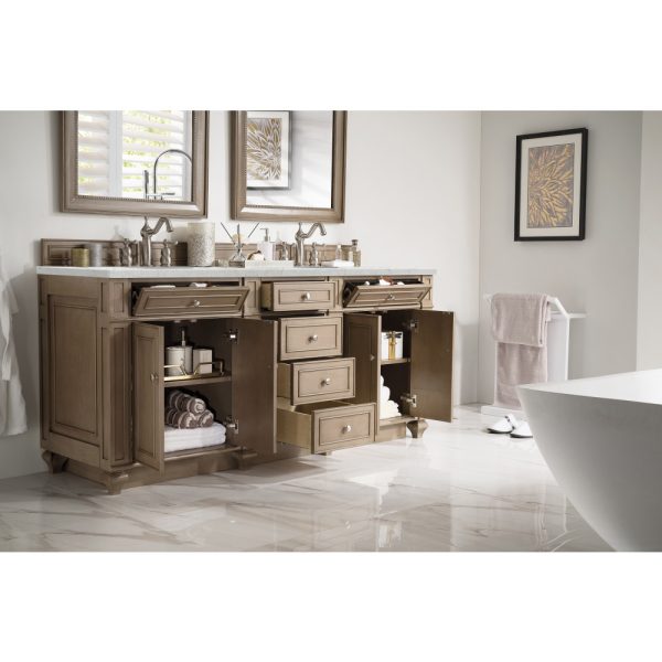 Bristol 72" Double Vanity in Whitewashed Walnut with Eternal Jasmine Pearl Quartz Top