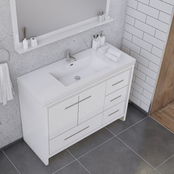 Sortino 42" Modern Bathroom Vanity with Right Side Drawers in White