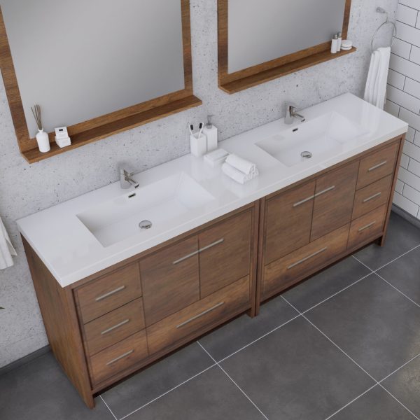 Alya Bath Sortino 84 Inch Double Bathroom Vanity, Rosewood