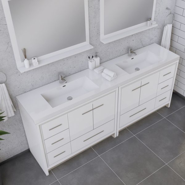 Alya Bath Sortino 84 Inch Double Bathroom Vanity, White