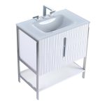 Serenity 30" Bathroom Vanity in Matte White with Glass Sink