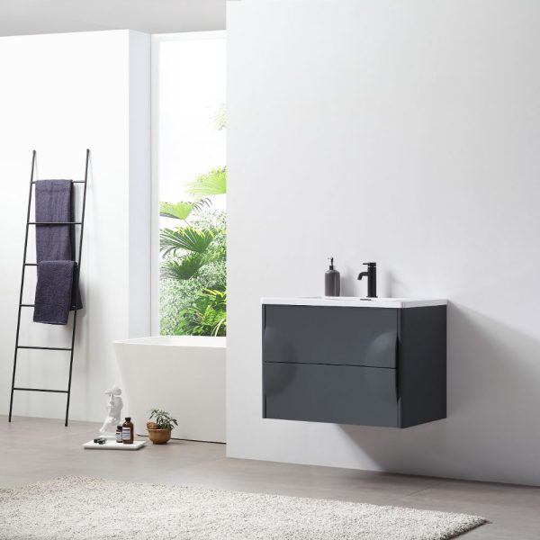 Advento 30 inch Dark Gray Wall Mount Bathroom Vanity