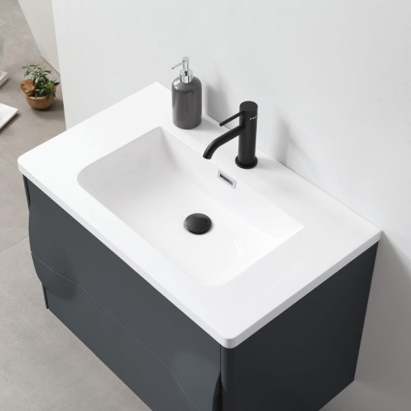 Advento 30 inch Dark Gray Wall Mount Bathroom Vanity
