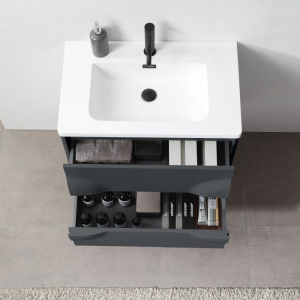 Advento 30 inch Dark Gray Wall Mount Bathroom Vanity