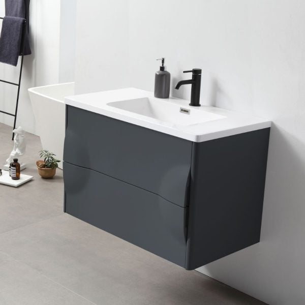 Advento 30 inch Dark Gray Wall Mount Bathroom Vanity