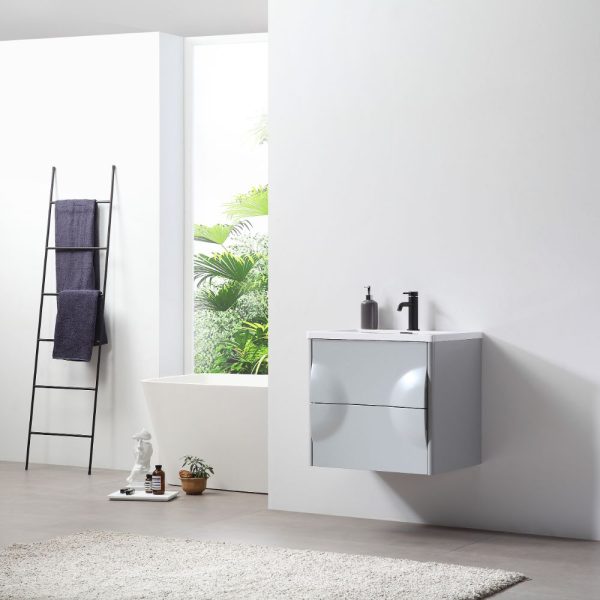 Advento 24 inch Light Gray Wall Mount Bathroom Vanity