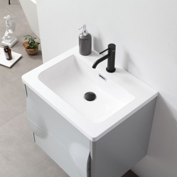 Advento 24 inch Light Gray Wall Mount Bathroom Vanity