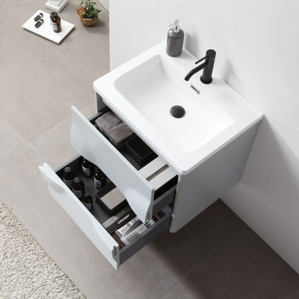 Advento 24 inch Light Gray Wall Mount Bathroom Vanity