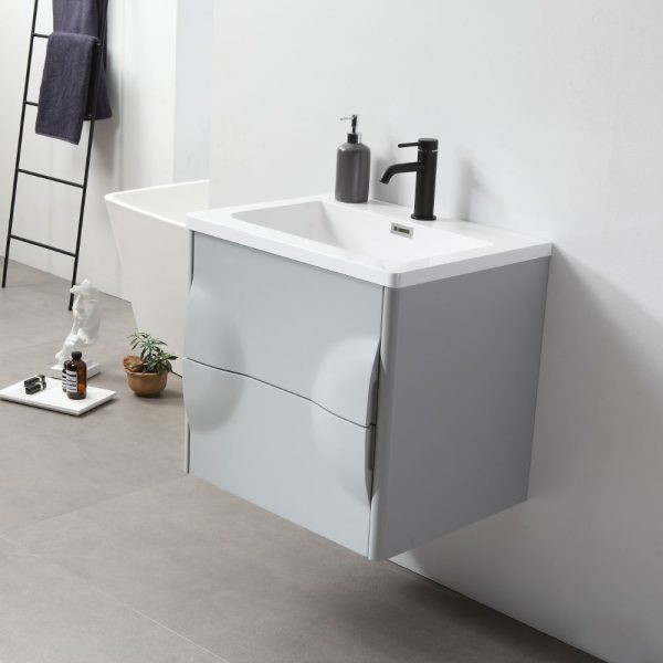 Advento 24 inch Light Gray Wall Mount Bathroom Vanity