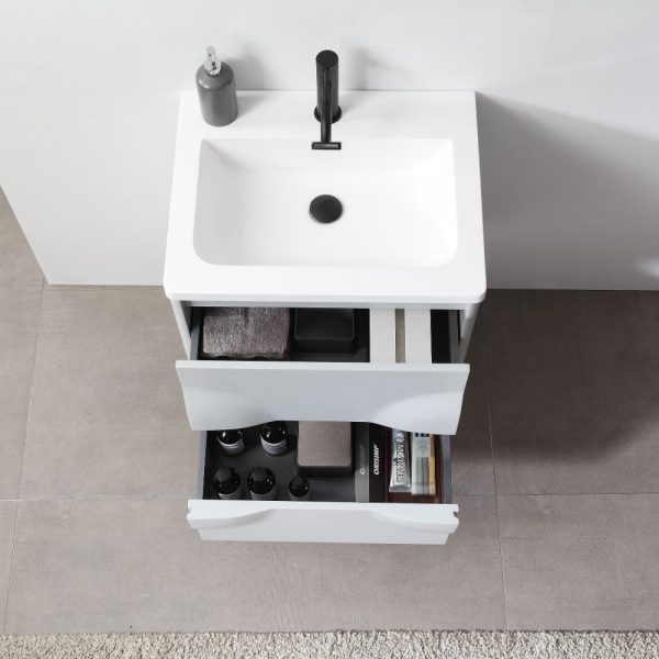 Advento 24 inch Light Gray Wall Mount Bathroom Vanity